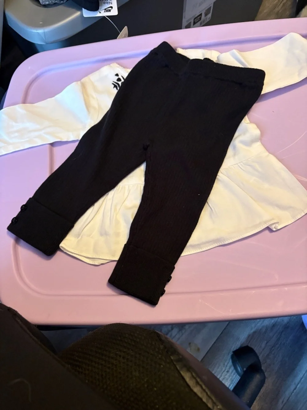 Carter's Cream Top with Black Leggings